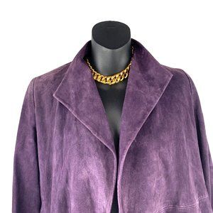EILEEN FISHER Eggplant  Italian Goat‎ Suede Swing Jacket
